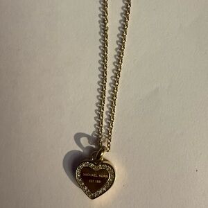 Michael Kors Gold Heart Necklace with Crystal Accents